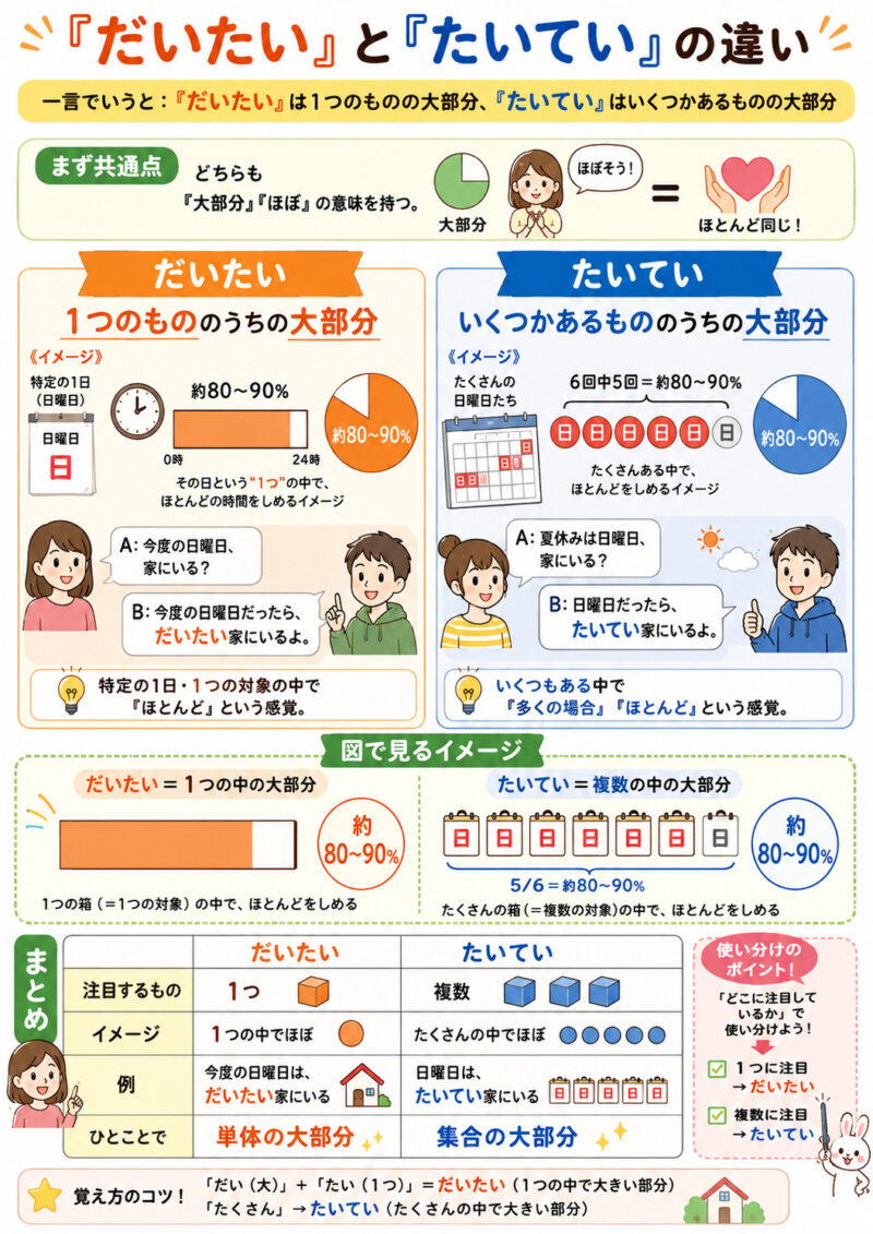 「だいたい」と「たいてい」の使い分け | 日本語教師のネタ帳