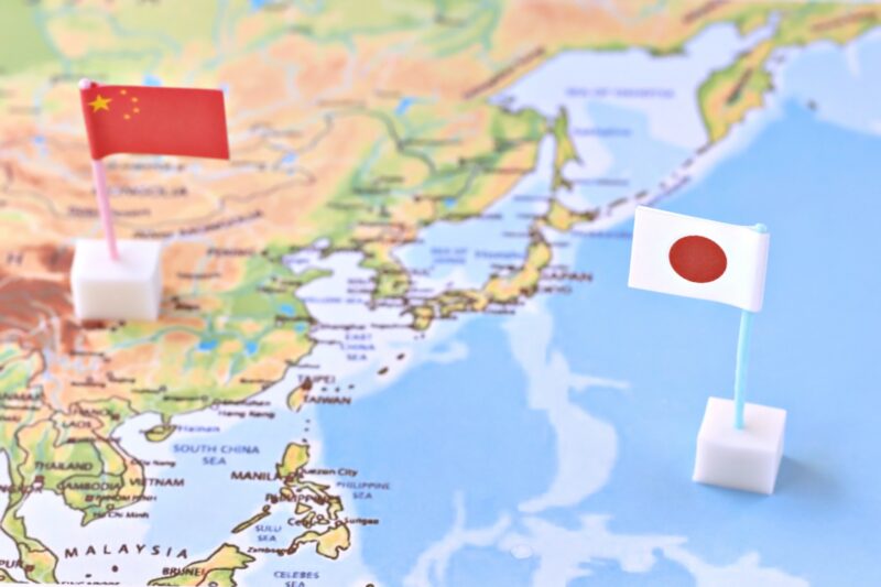 日本と中国の国旗地図