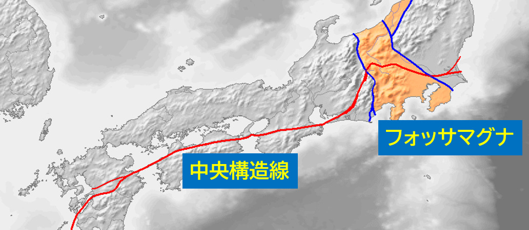 中央構造線とフォッサマグナ Wikipediaから