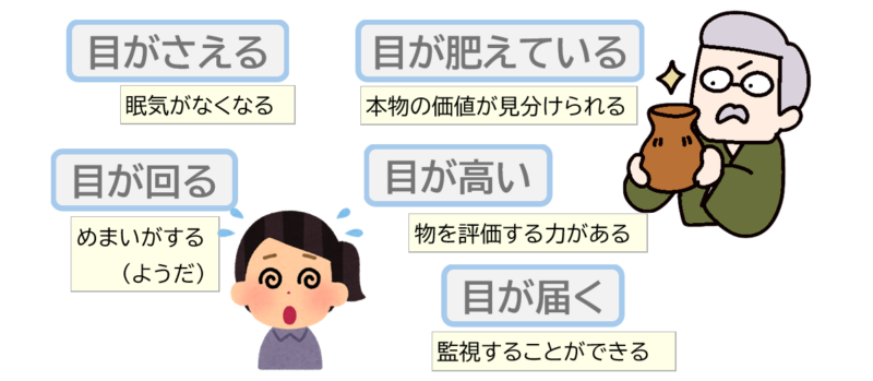 目がさえる目が肥えている目が高いなど