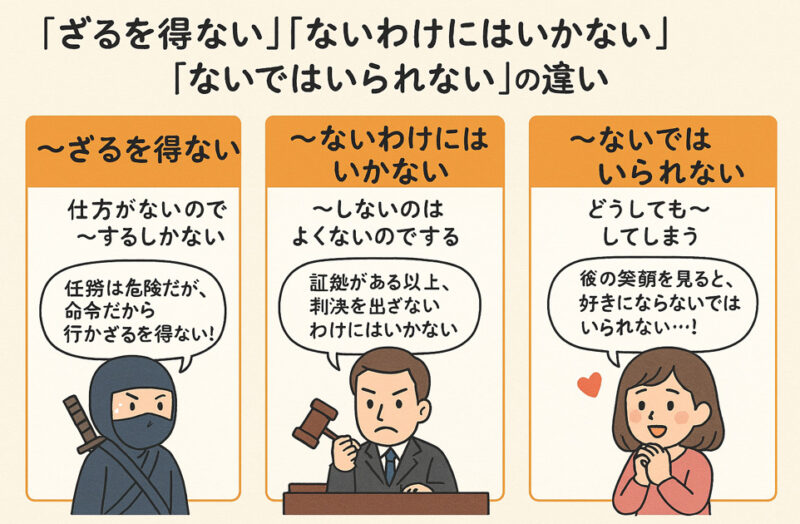 AI（copilot）作画「せざるを得ない」「ないわけにはいかない」「ないではいられない」の違い