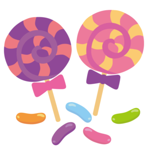 派手な色のお菓子