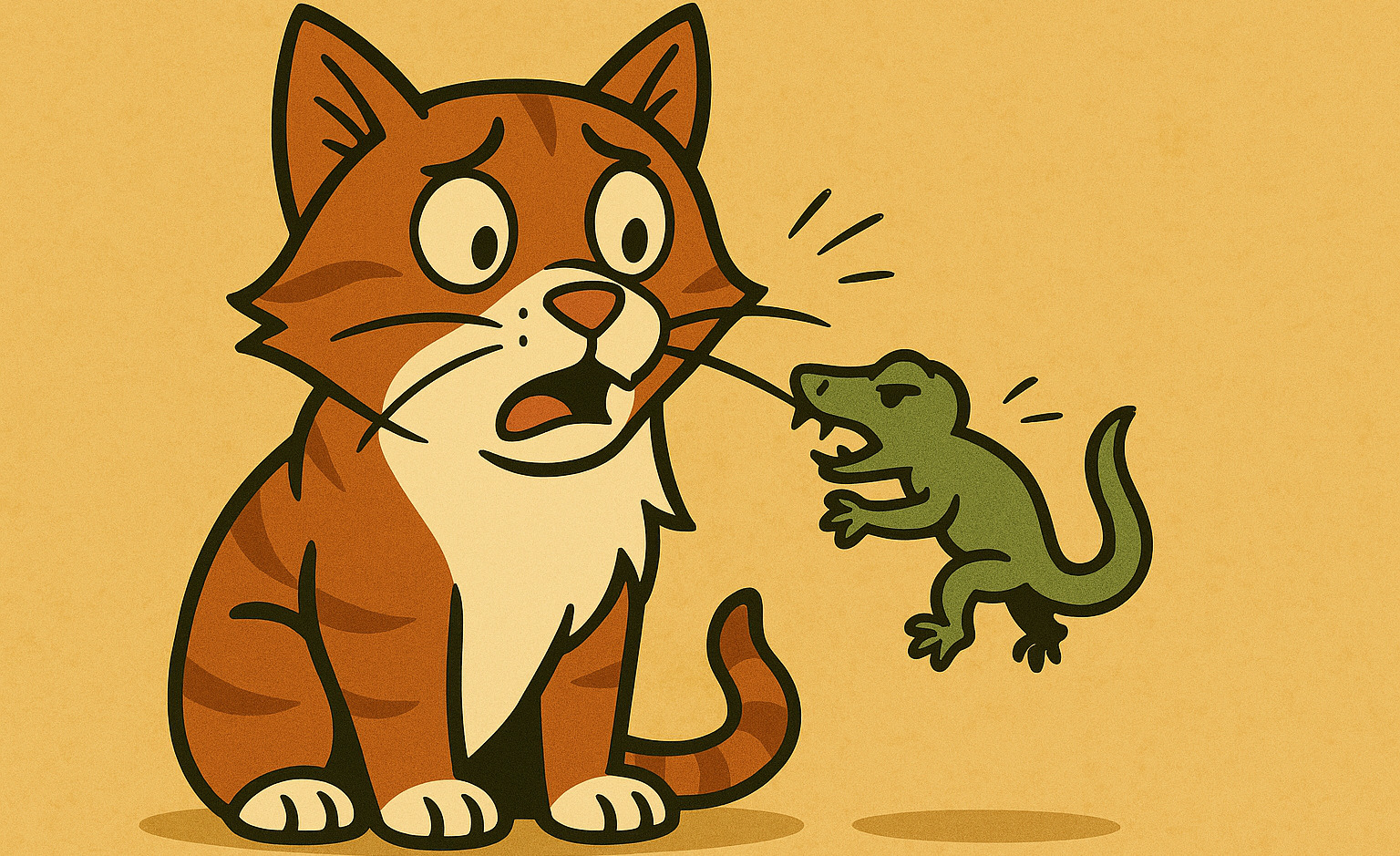 猫のひげにくらいつくトカゲの漫画