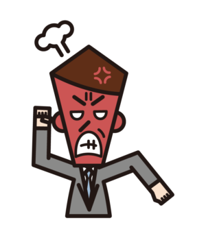 こぶしを振り上げる人