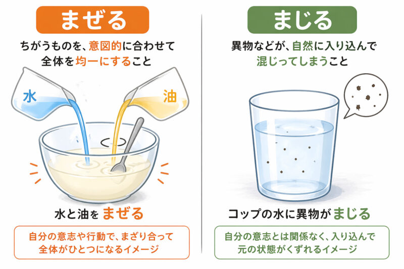 まぜる、まざる図解