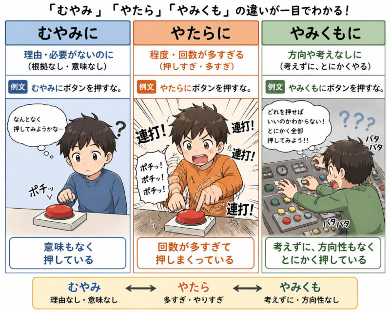 「むやみ」「やたら」「やみくも」キャッチ