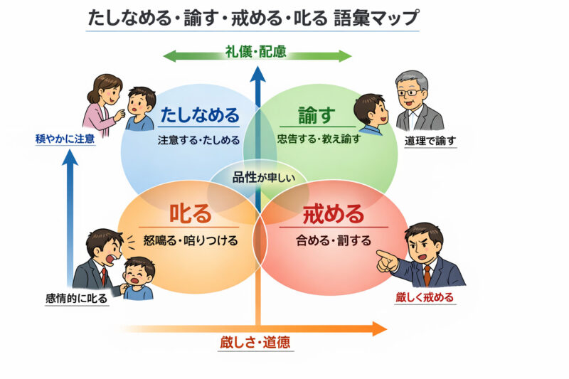 「叱る」「たしなめる」「いましめる」「さとす」