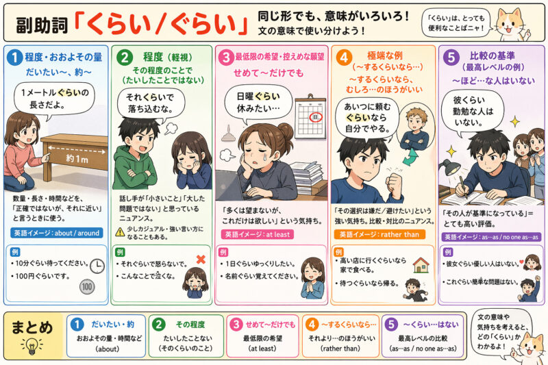 「くらい/ぐらい」AIまとめ作画