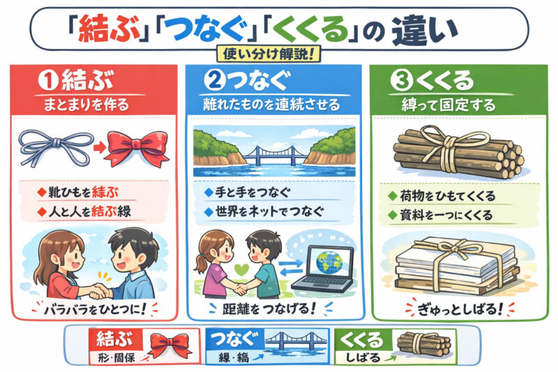 「結ぶ」「つなぐ」「くくる」AI作図