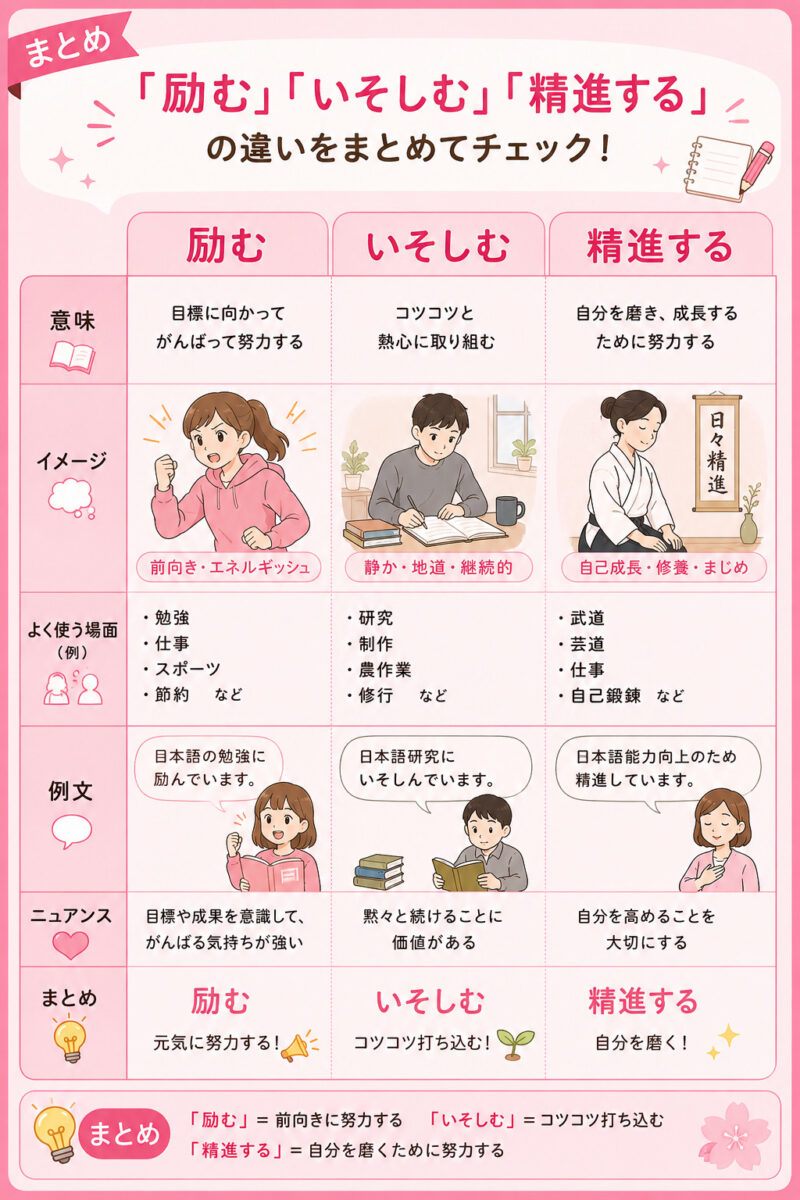 「励む」「勤しむ」「精進する」の違い〔日本語の”がんばる”表現〕 | 日本語教師のネタ帳