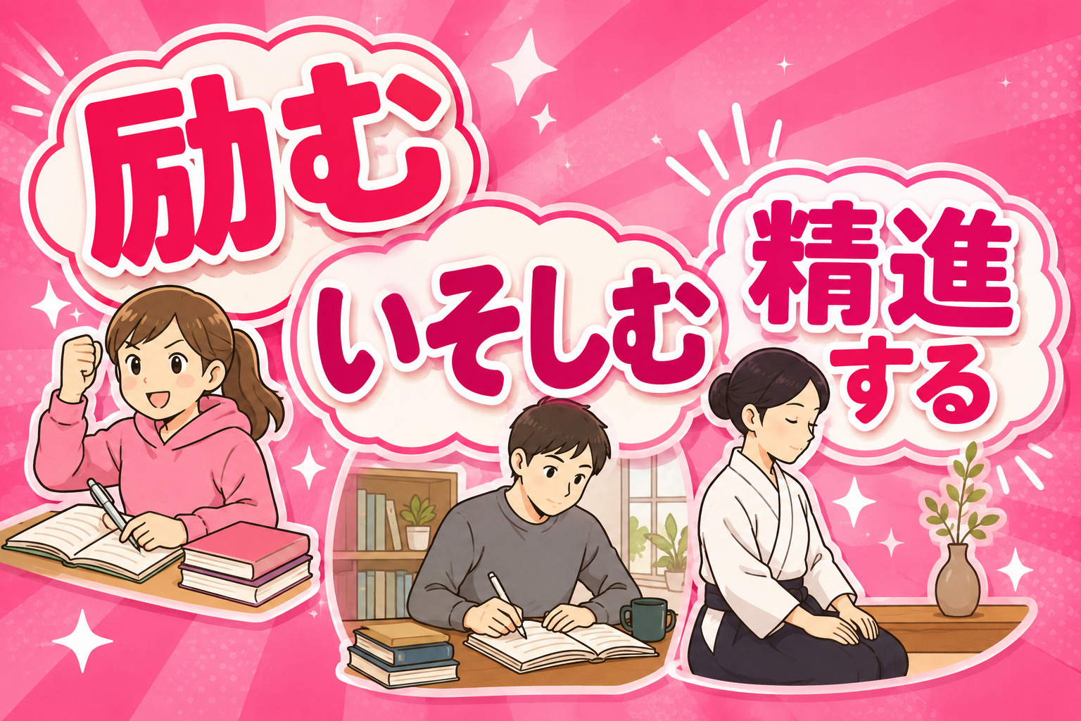 「励む」「勤しむ」「精進する」の違い〔日本語の”がんばる”表現〕 | 日本語教師のネタ帳
