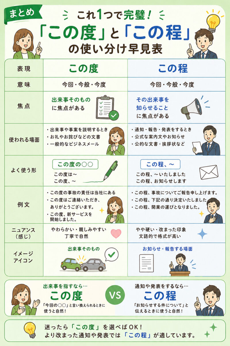 「この度」「この程」まとめ