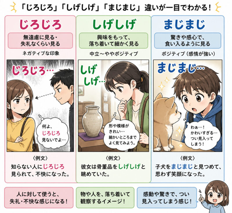 「じろじろ」「しげしげ」「まじまじ」GPT作画