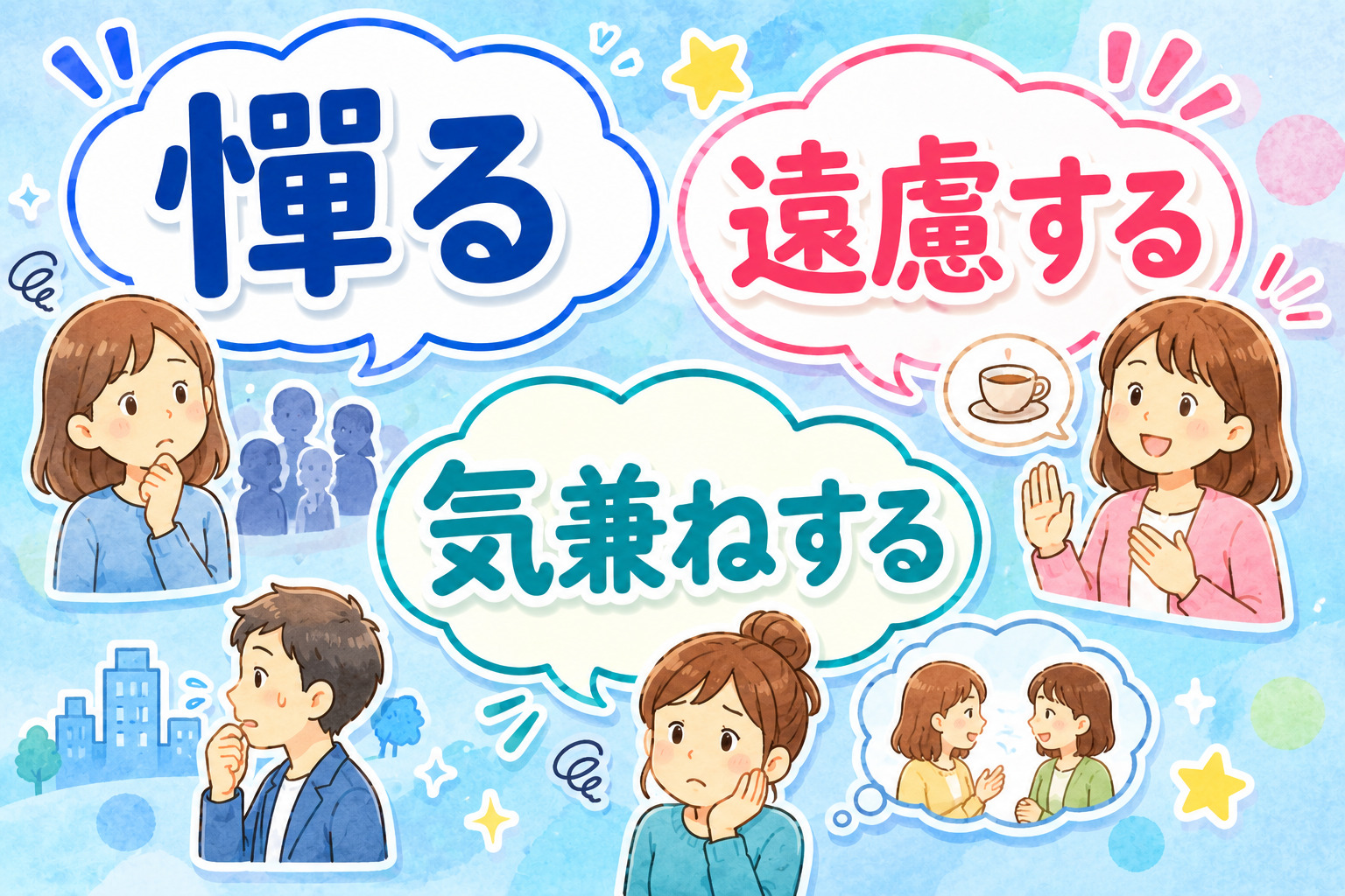 「憚かる」「遠慮する」「気兼ねする」