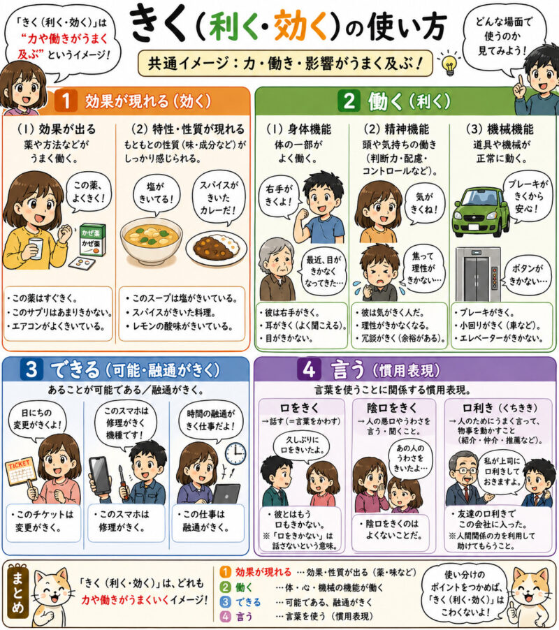 きく（利く・効く）（口利きプラス）