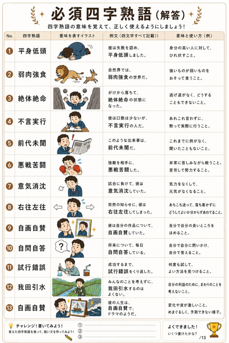 必須四字熟語解答編