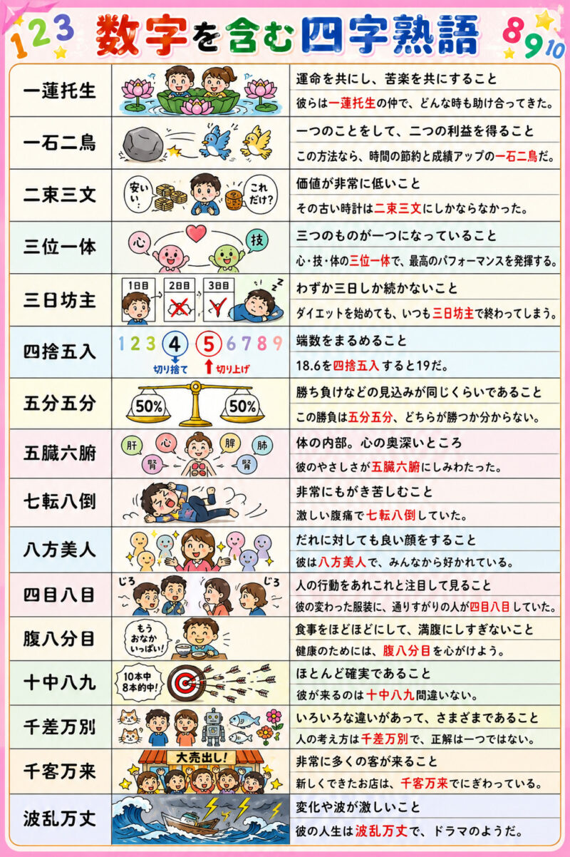数字を含む四字熟語（解答）