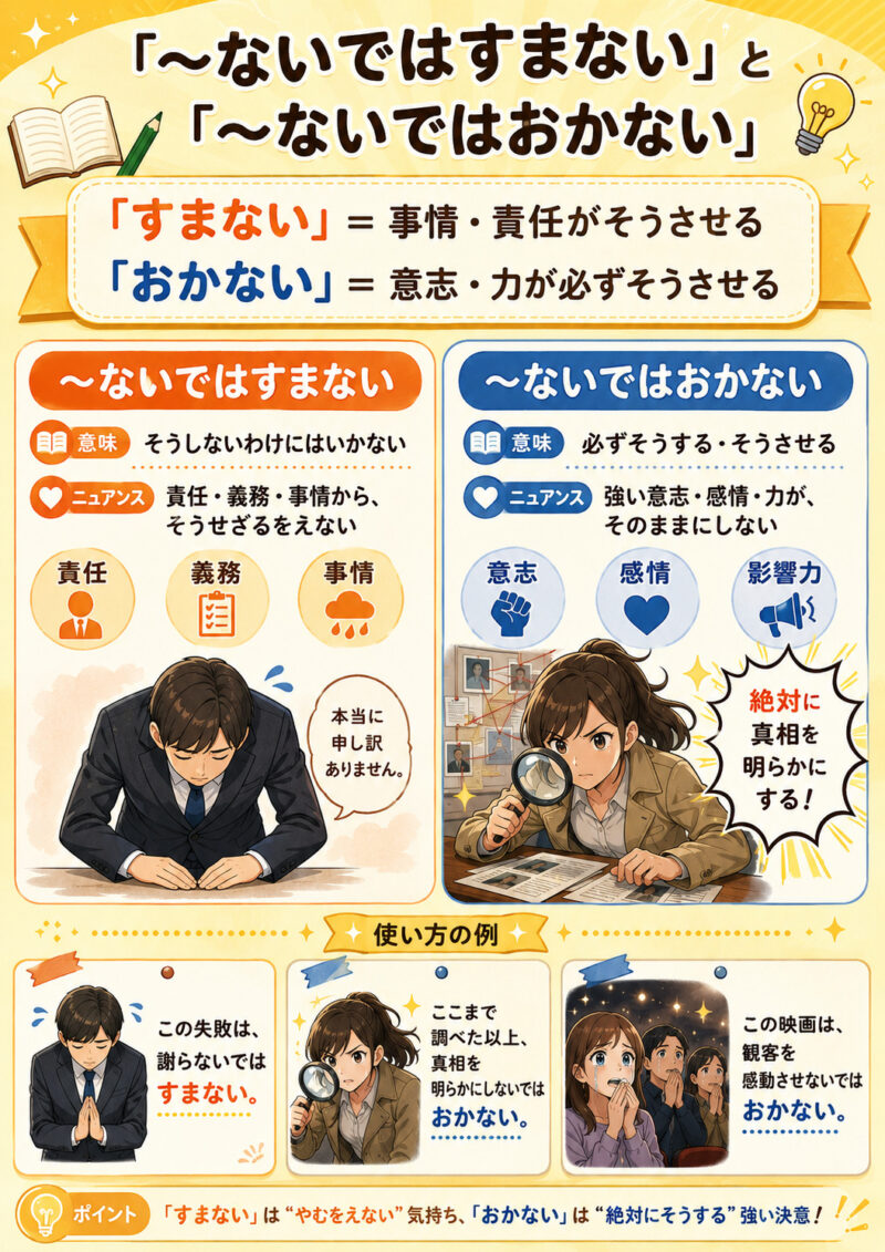 「ないではすまない」「ないではおかない」比較