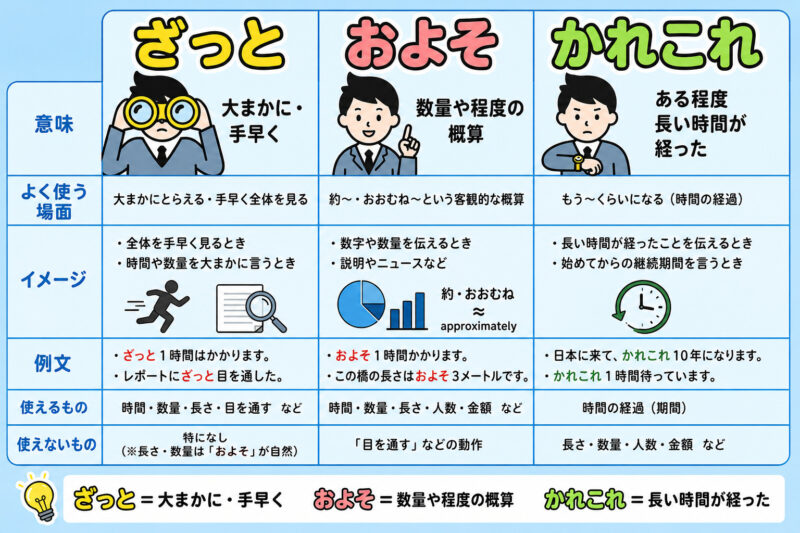 「ざっと」「およそ」「かれこれ」まとめ２