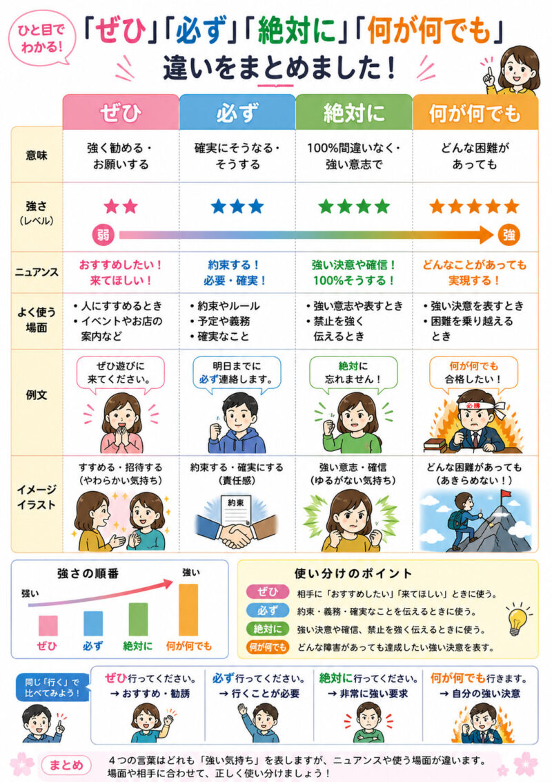 「ぜひ」「必ず」「絶対に」「何が何でも」