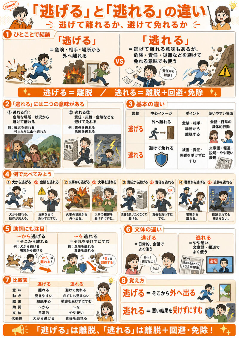 「逃げる」「逃れる」まとめ