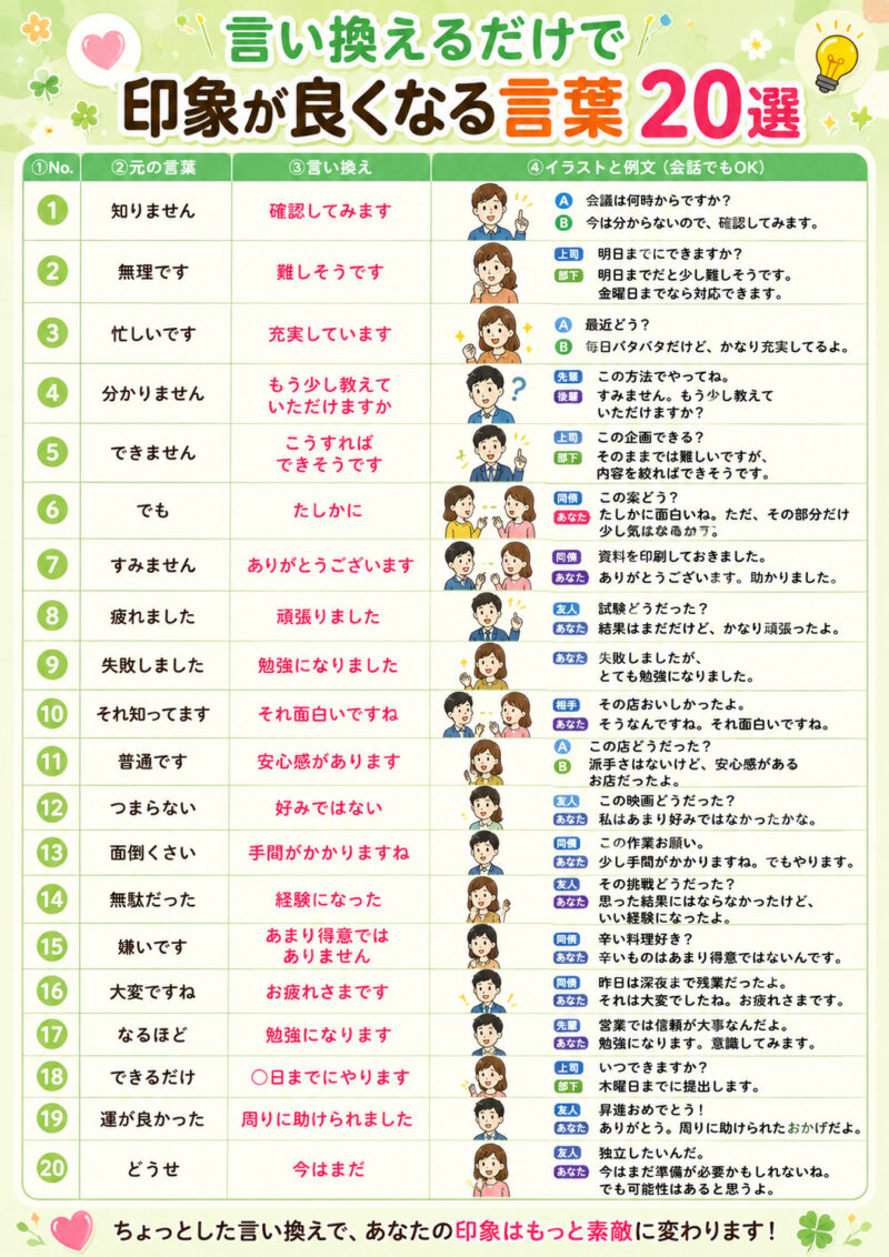 印象が良くなる言葉20選まとめ