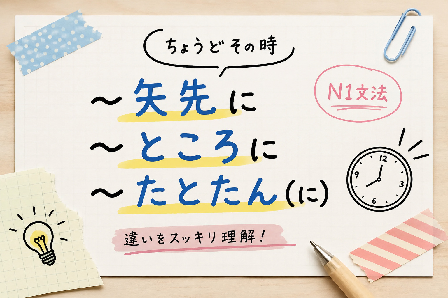 「矢先に」「ところに」「たとたんに」
