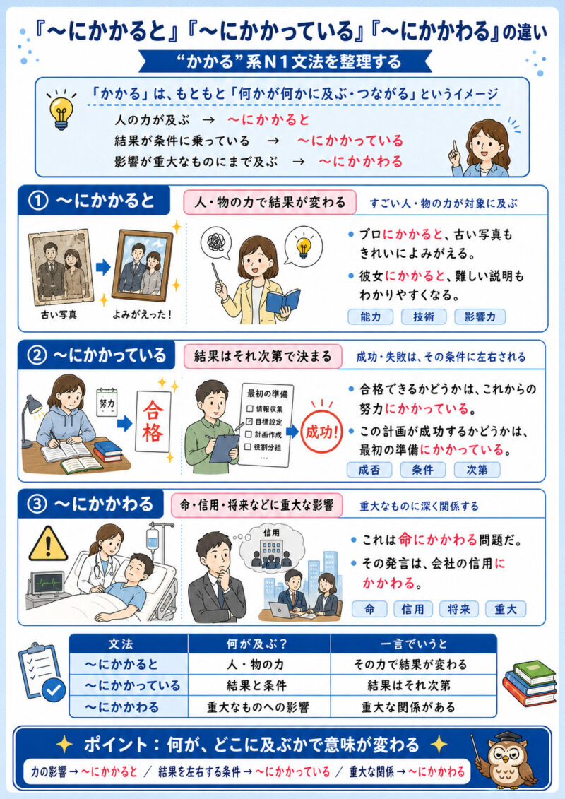 「かかると」「かかっている」「にかかわる」まとめ