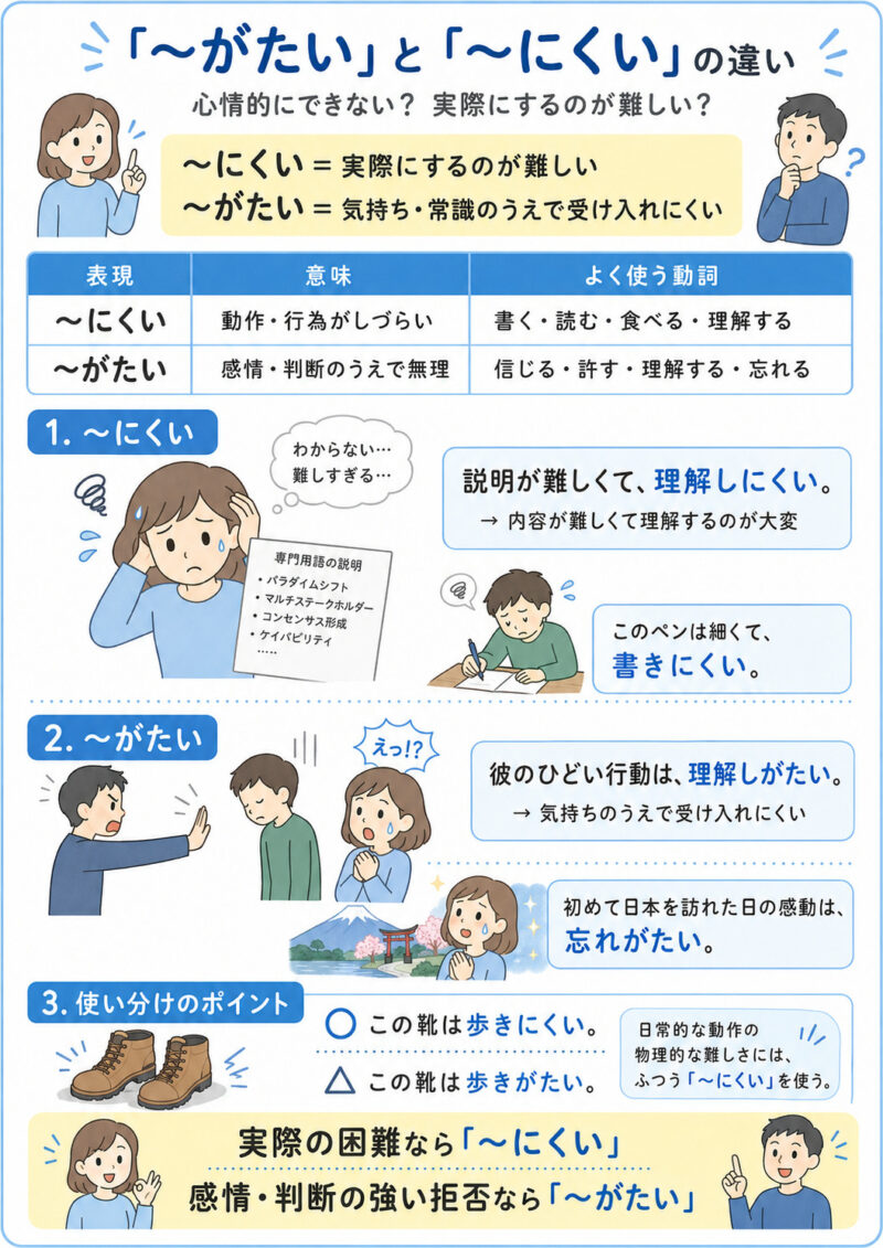 「がたい」「にくい」まとめ