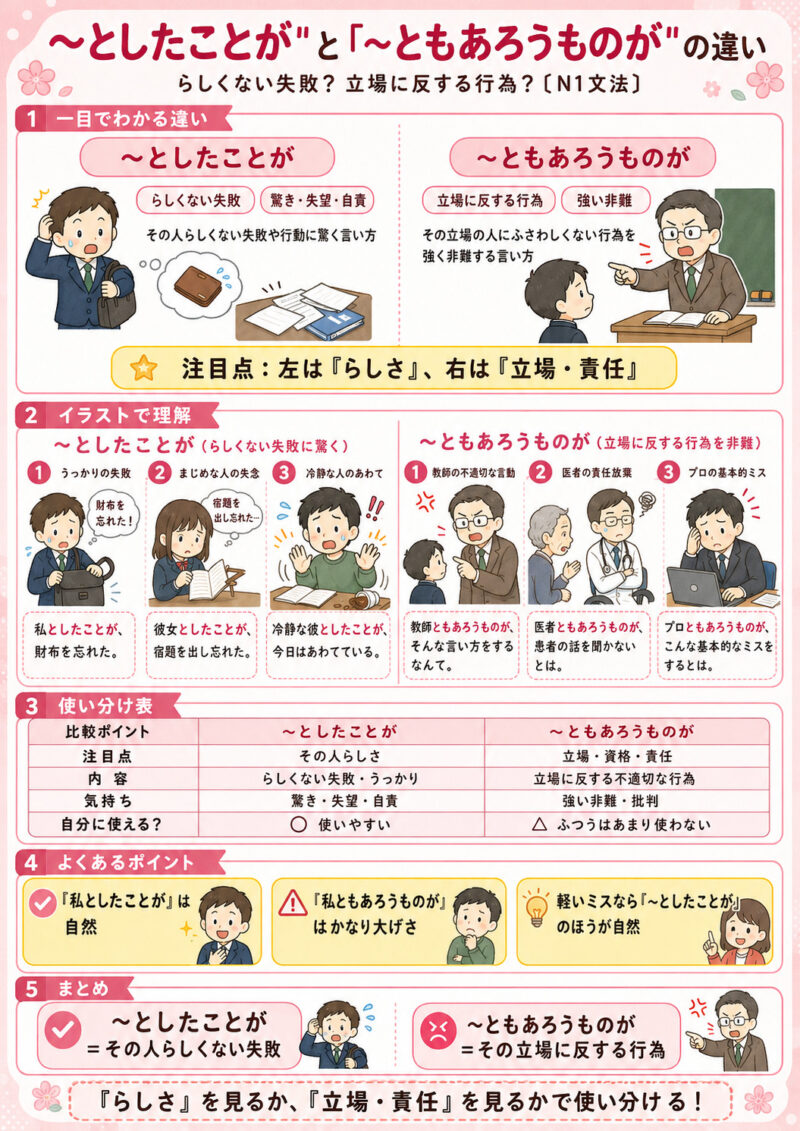 「としたことが」「ともあろうものが」まとめ表