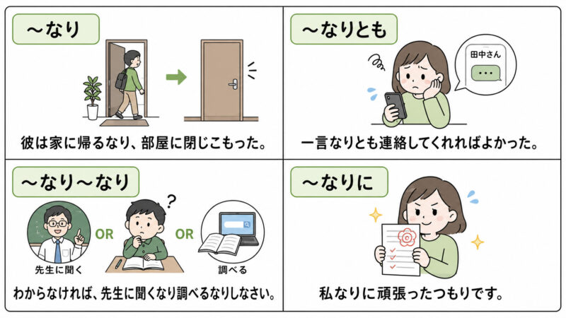 「なり」を含むN2文法簡単イラスト
