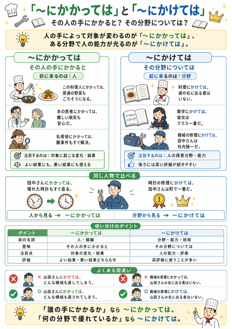 「にかかっては」「にかけては」まとめ