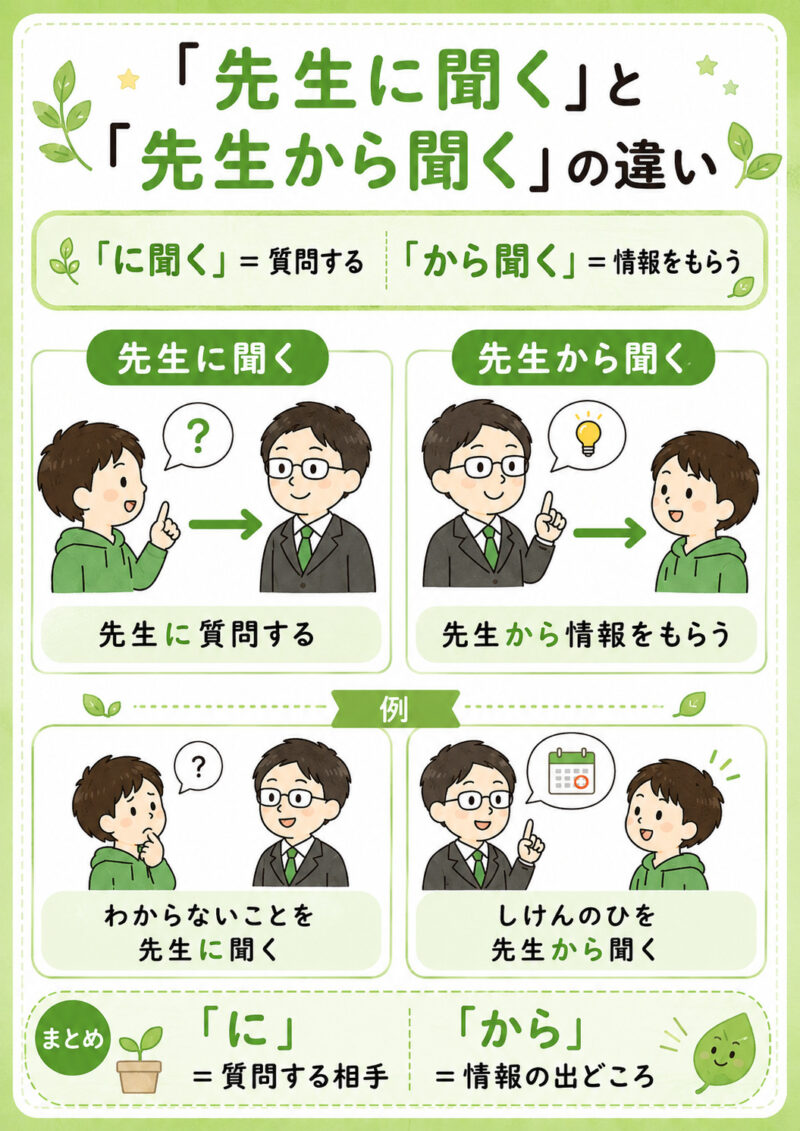 「先生に聞く」「先生から聞く」まとめ