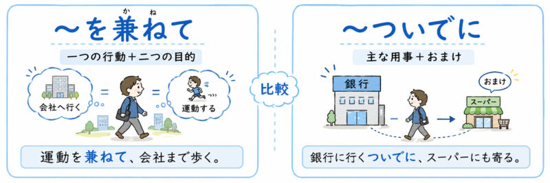 「兼ねて」「ついでに」簡単比較