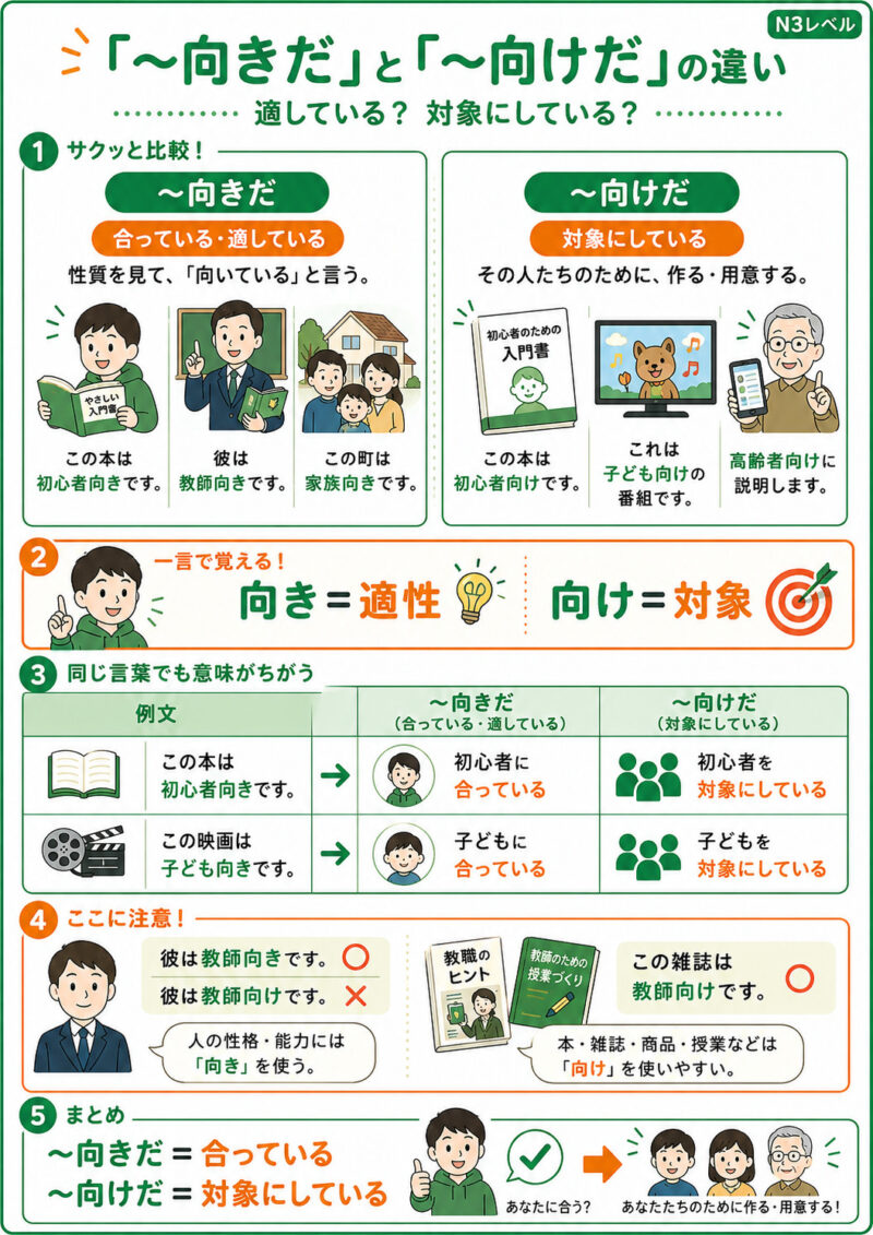 「向きだ」「向けだ」まとめ
