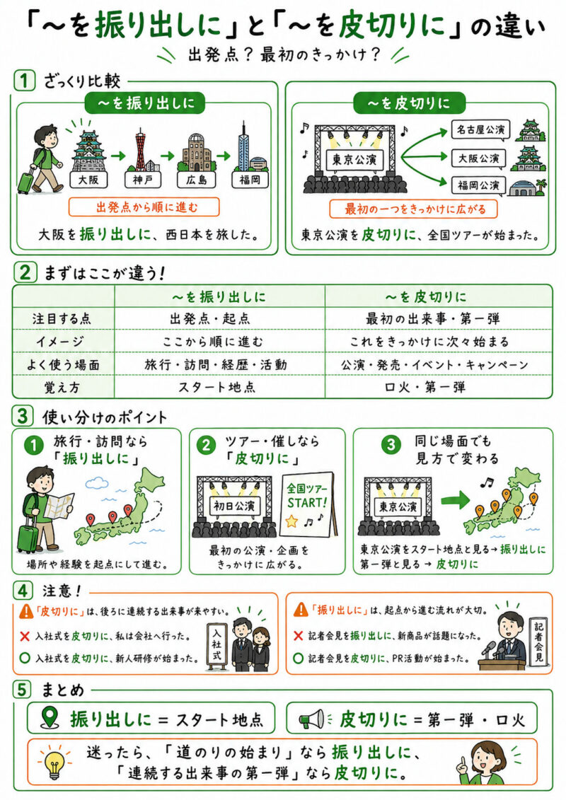 「振り出しに」「皮切りに」まとめ
