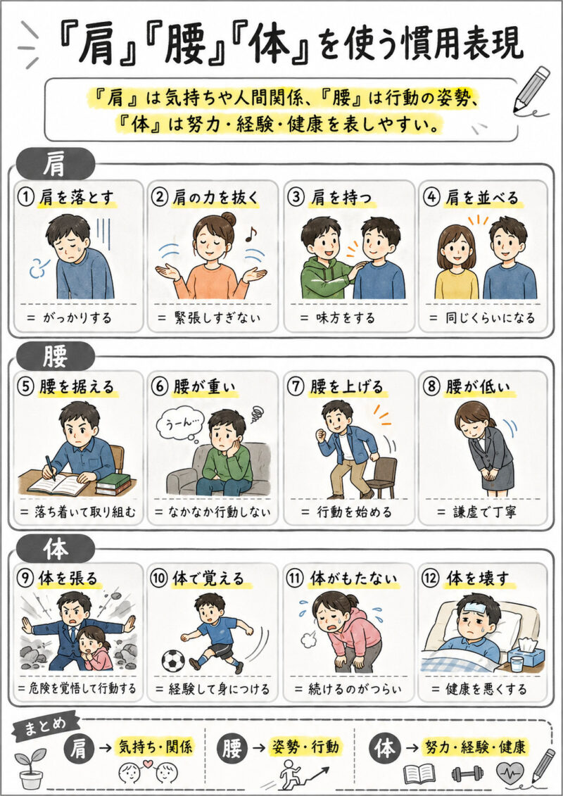 「肩」「腰」「体」まとめ