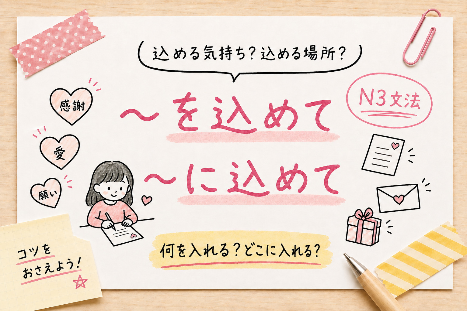 「を込めて」「に込めて」