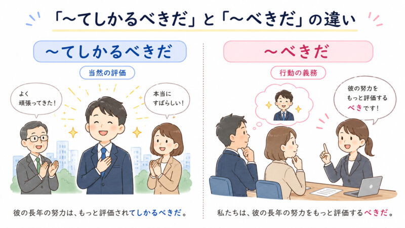「しかるべきだ」「べきだ」簡単比較