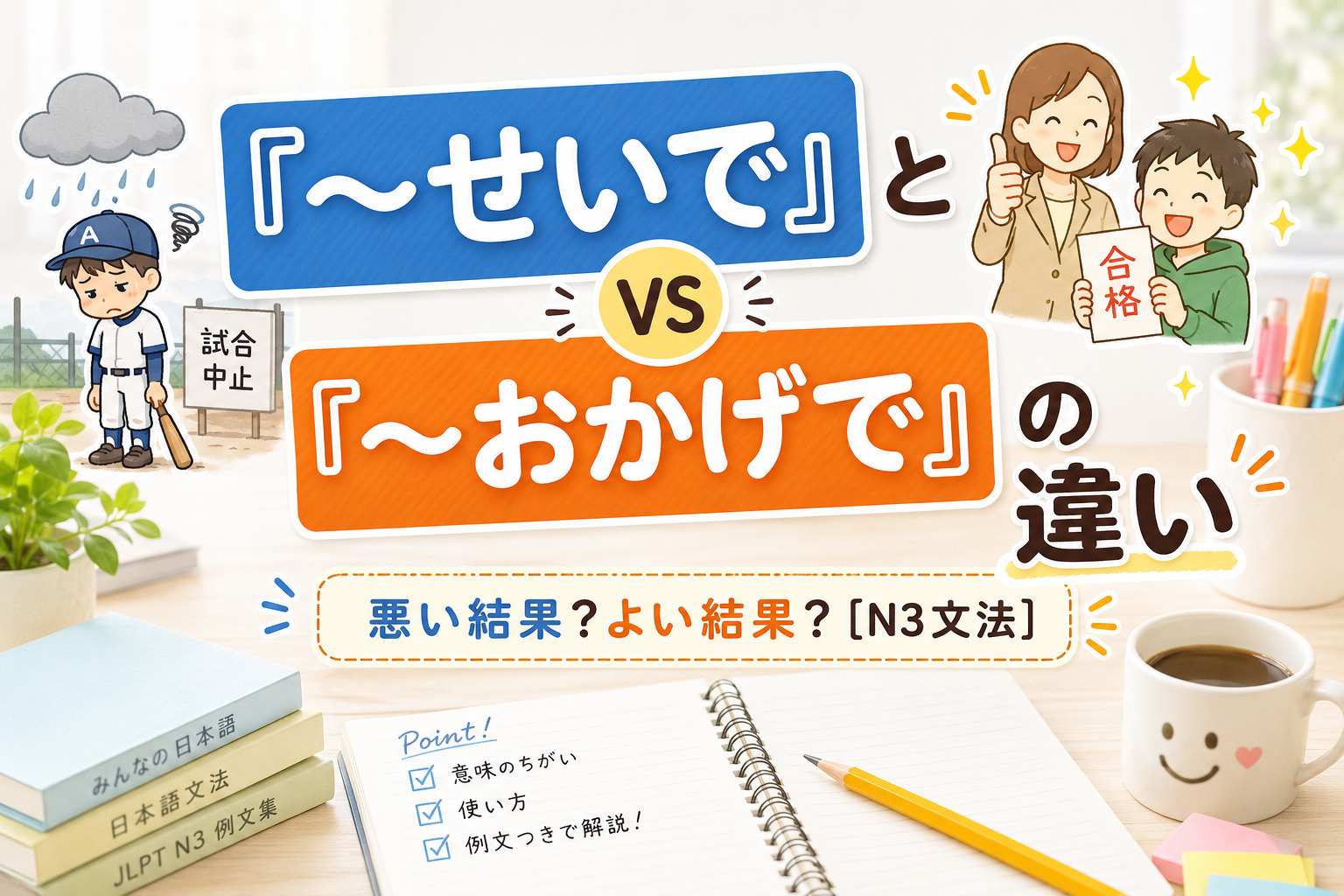 「せいで」「おかげで」