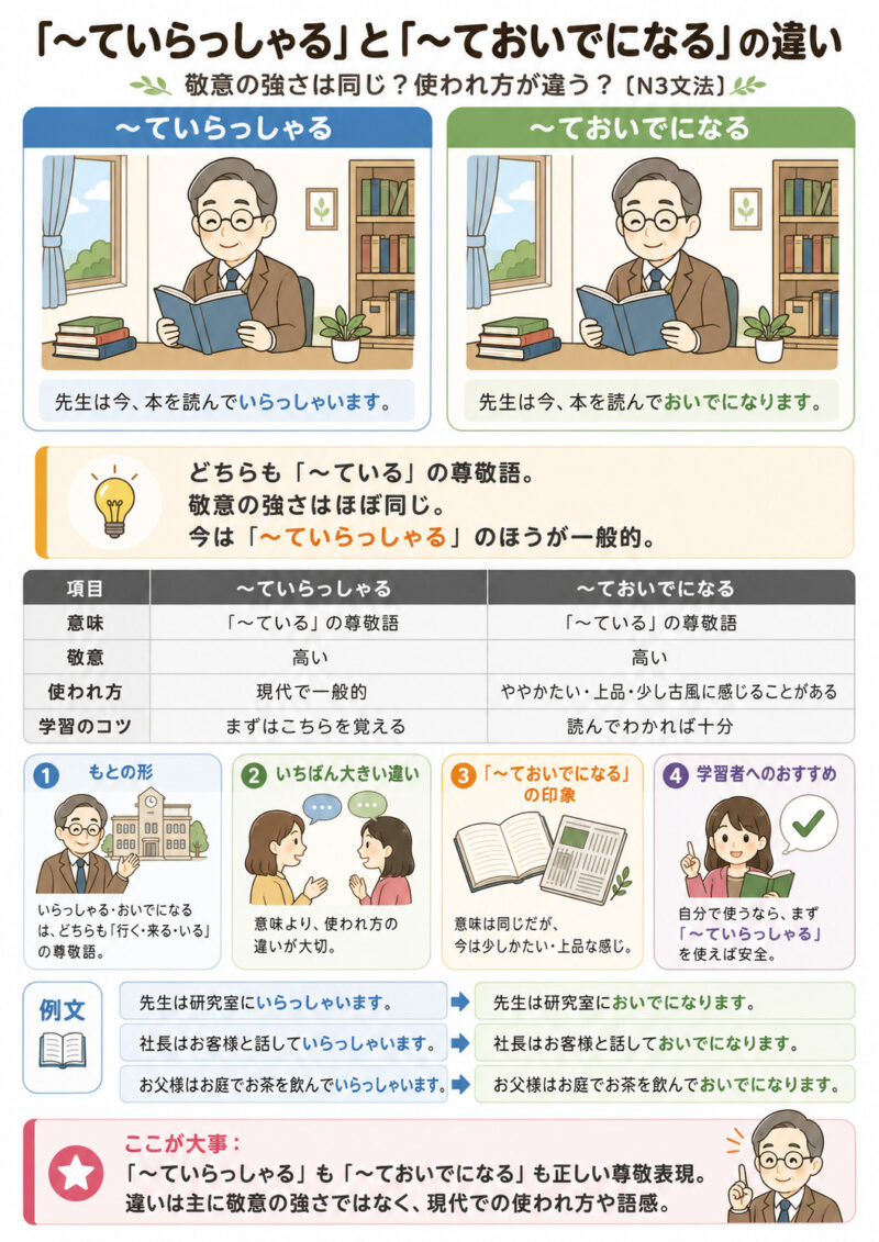 「ていらっしゃる」「ておいでになる」まとめ
