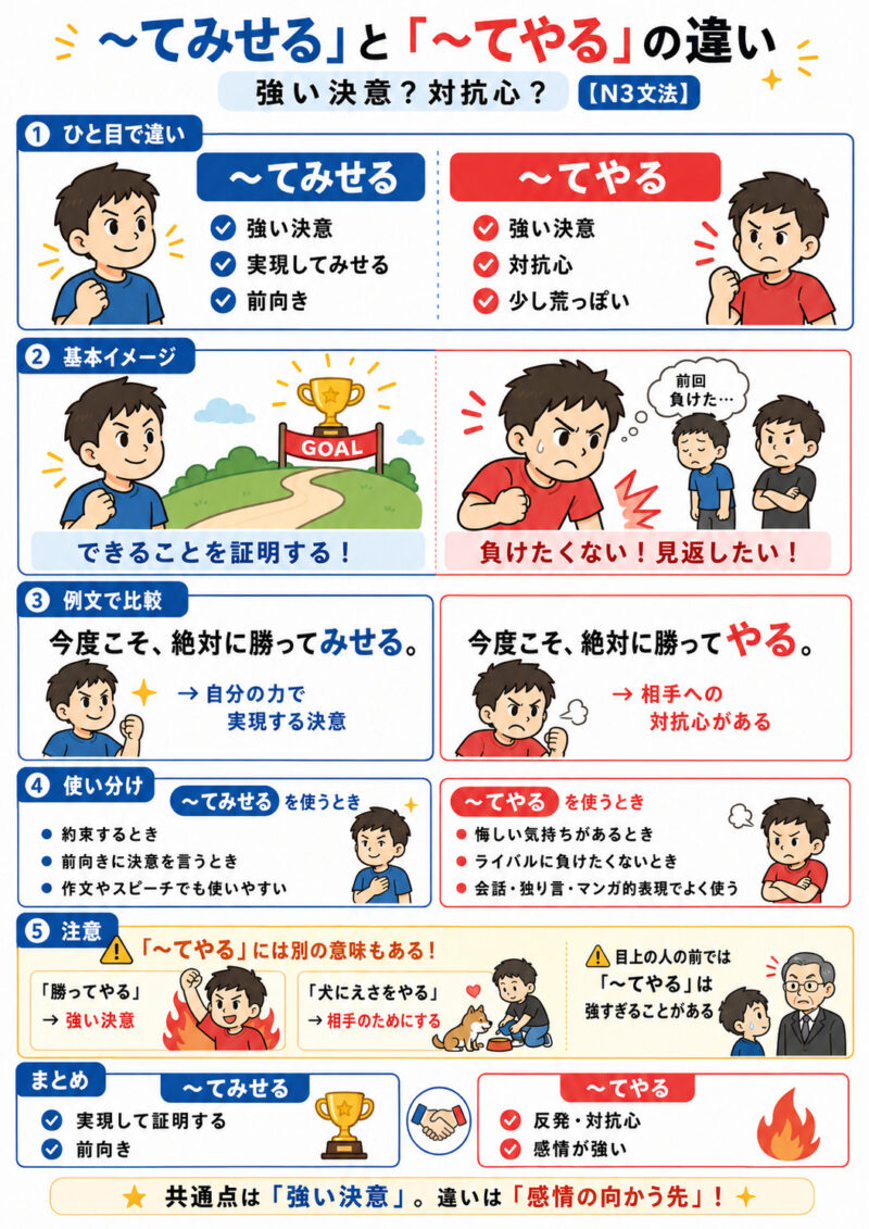 「てみせる」「てやる」まとめ