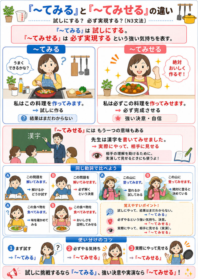 「てみる」「てみせる」まとめ