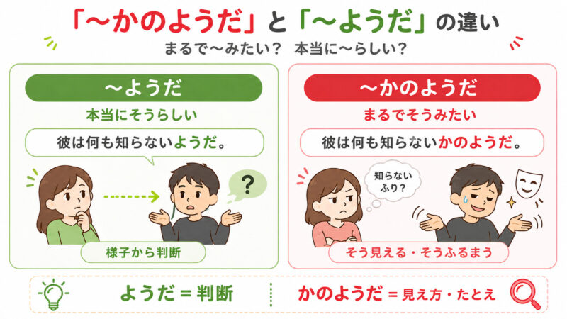「ようだ」「かのようだ」簡単比較