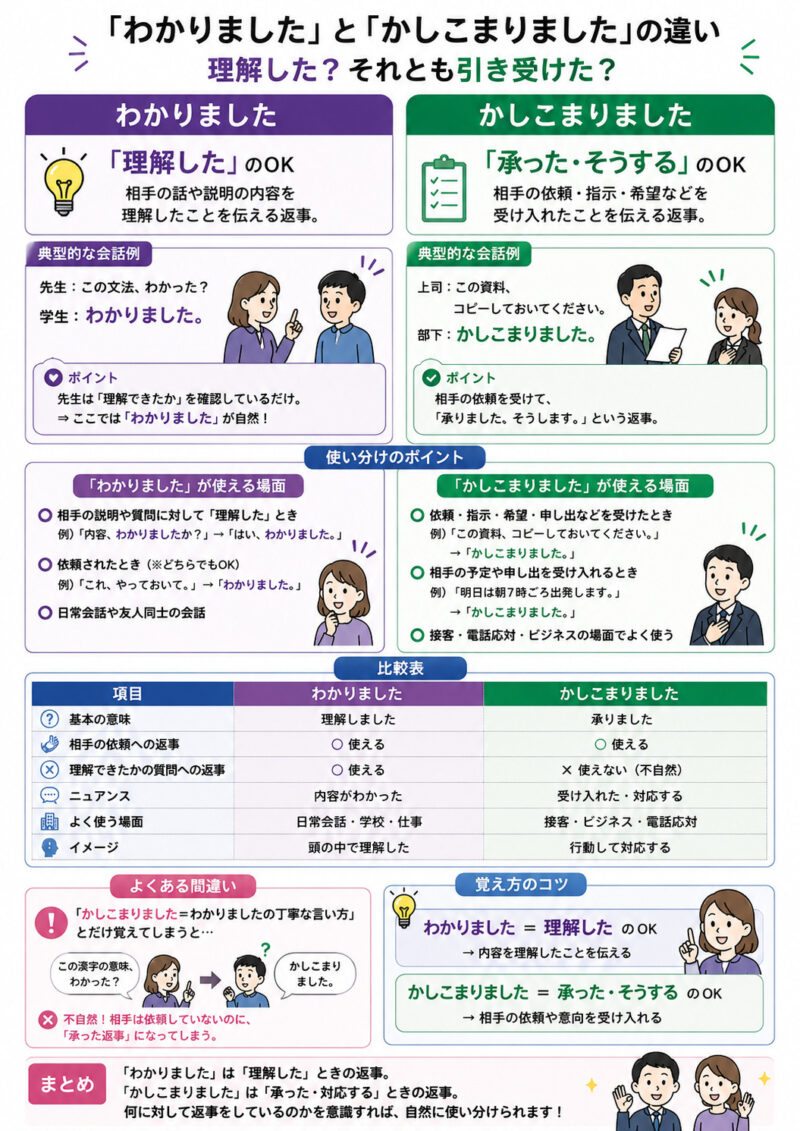 「わかりました」「かしこまりました」まとめ