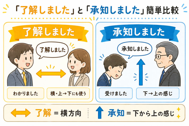 「了解しました」「承知しました」比較イラスト