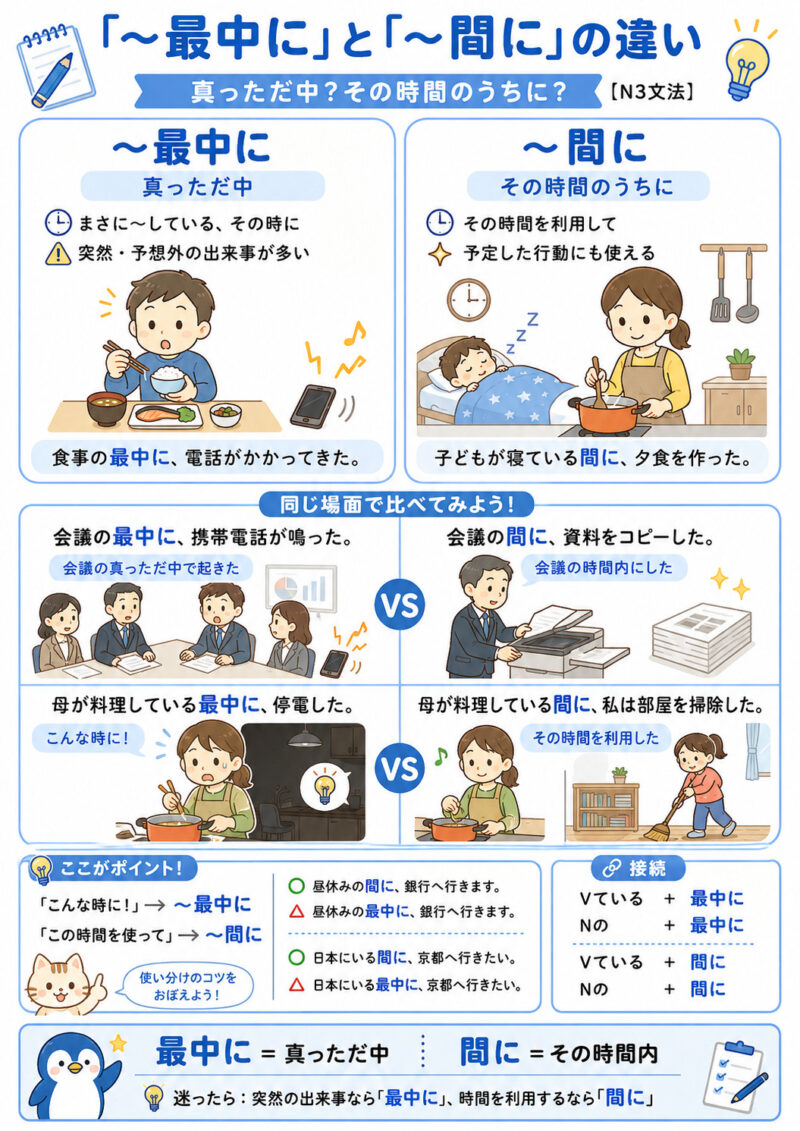 「最中に」「間に」まとめ