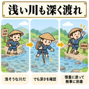 浅い川も深く渡れ