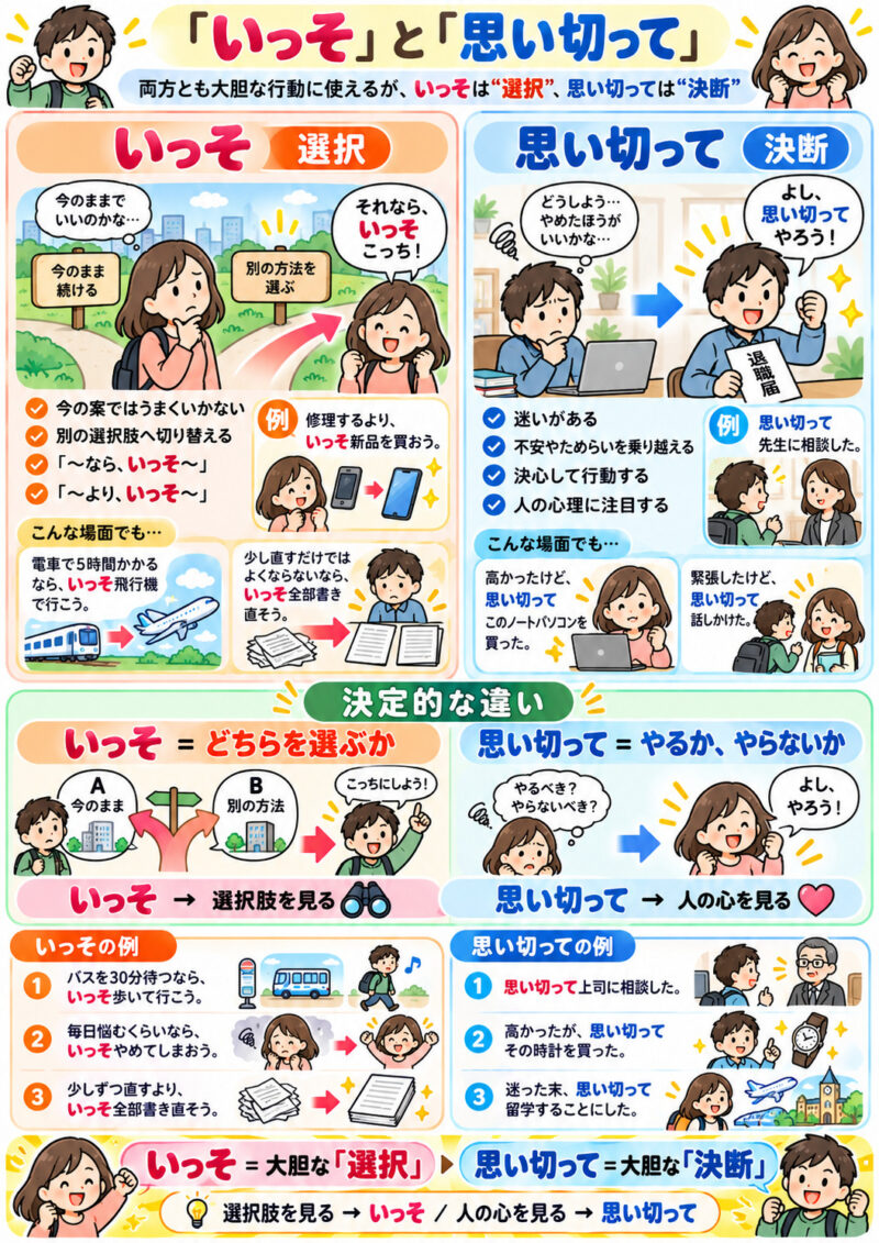 「いっそ」「思い切って」まとめ