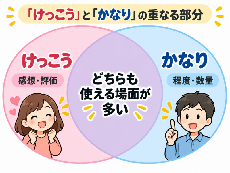 「けっこう」「かなり」重なる部分大